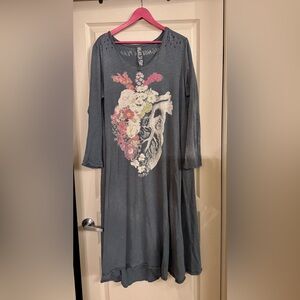 Magnolia Pearl Charcoal Dress with Floral Heart